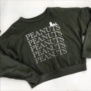Peanuts Snoopy Cropped Green Crewneck Sweatshirt
